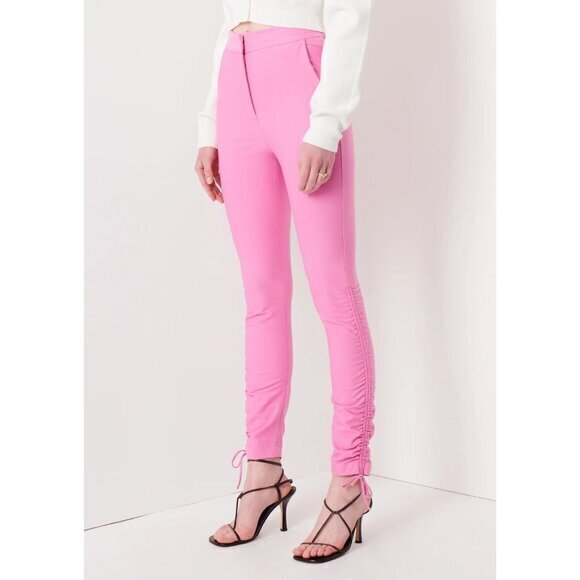Derek Lam 10 Crosby Camryn Ruched Pants Bright Pink NWT Size 8 Retail $395 NEW